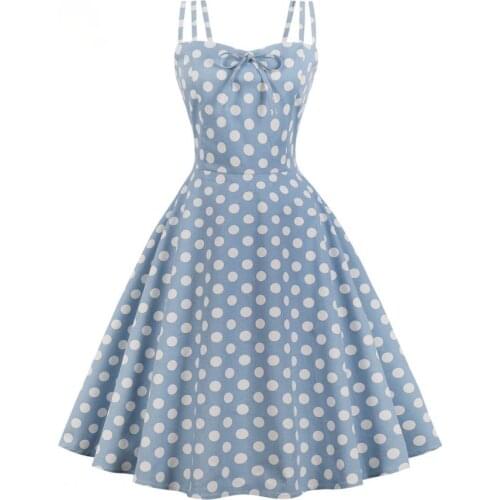 S-4XL Plus Size Women Vintage Dress Fashion Polka Dot Summer Dress Bowknot Zipper Sleeveless Dress Elegant Party Vestidos
