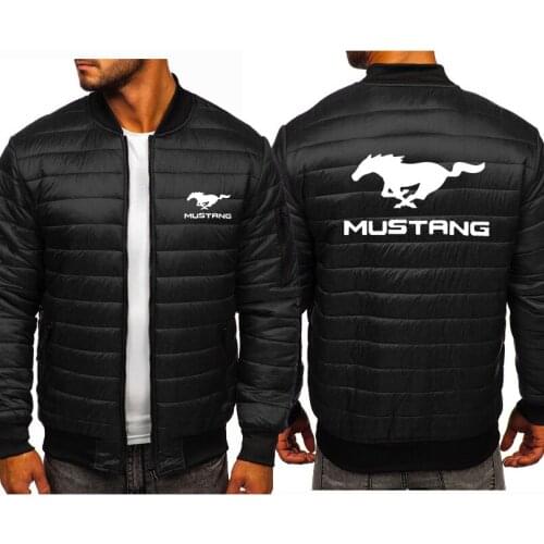 Winter fleece Thicken Warm coats Mens pullover Mustang Car Logo Print high quality Cotton casual Mens Hoodies Zipper Jacket