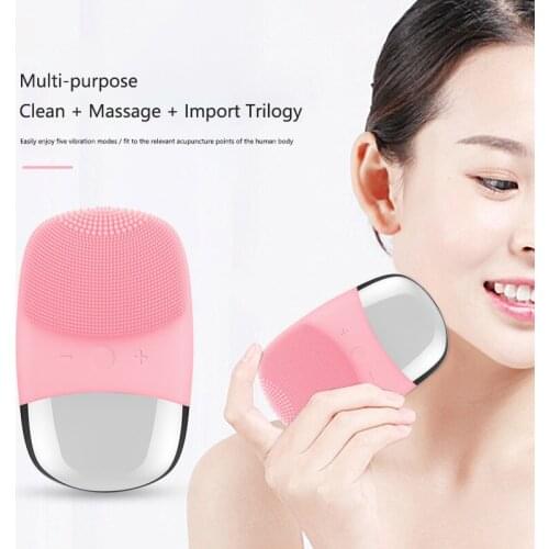 1pcs Electric Facial Cleansing Massager Ultrasonic Vibration Face Washing Brush Skin Blackhead Remover Deep Washing Machine