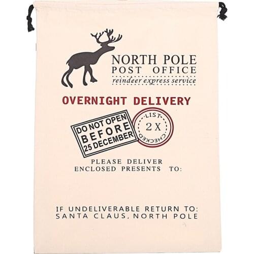 1PCS Gift Bag Christmas Styles Red Drawstring Canvas Santa Sack Rustic Vintage Christmas Stocking Bags Decoration