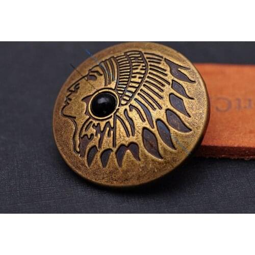 10PC 37mm Solid Retro Brass Southwest Indian skull skeleton Leathercraft Belt Luggage Bag Saddle Turquoise Concho Screwback