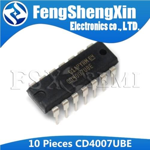 10PCS CD4007UBE DIP14 CD4007 DIP CD4007BE DIP-14 CD4007U CMOS DUAL COMPLEMENTARY PAIR PLUS INVERTER IC