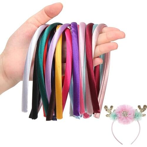 10PCS 1CM Fabric Covers Headband Colorful Hair Hoops Blank Base Settings For Diy Make Kids Girls Hair Accessory Wholesale
