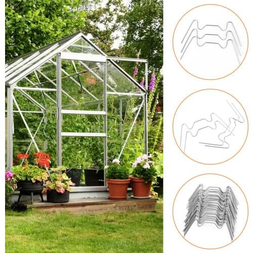 100 Pieces Greenhouse Glass Clips Stainless Steel Glazing W Type Fixing Clips an