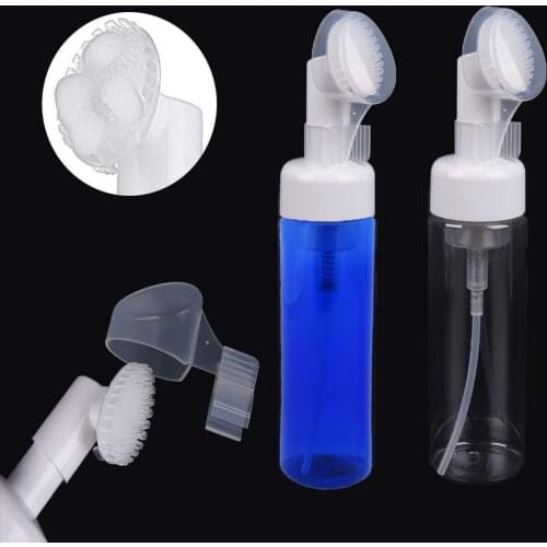 200ml Soap Foaming cream bottle with silicone brush head cleansing mousse foam pump Dispenser plastic bottle cosmetic container