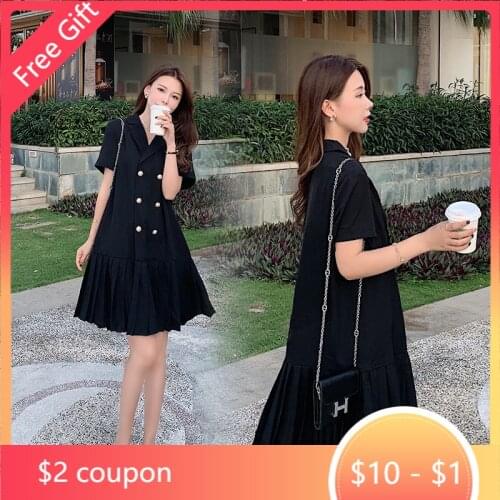 2021 Summer Korean Fashion Black Maternity Blazer Dress A Line Elegant Plus Size Clothes for Pregnant Women Chic Pregnancy