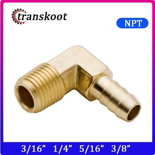 5pcs 129 3/16" 1/4" 5/16" 3/8" Brass Pipe Fitting 90 Degree Elbow Adapter Hose Barb Fitting with Male NPT Thread
