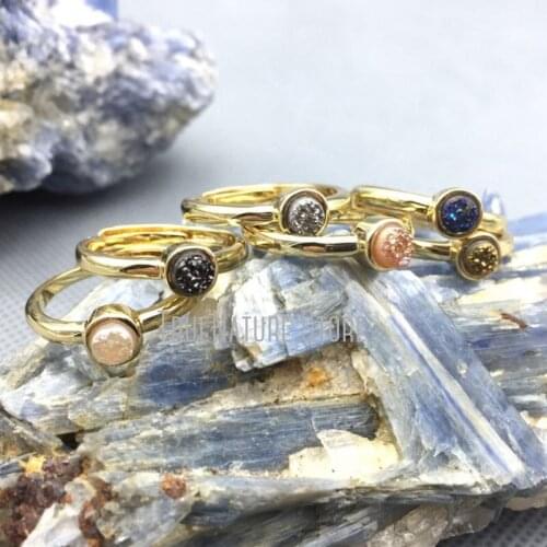 5Pcs RM4771 Adjustable Copper Jewelry Titanium Ring Copper Jewelry Colors Titanium Plated Round Shape Ring