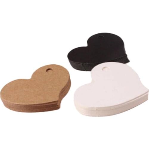 50pcs 4.5*4cm Wedding Favour Gift Tag DIY Tag Price Label Heart Shape Kraft Paper Card Party Favor 3 Colors