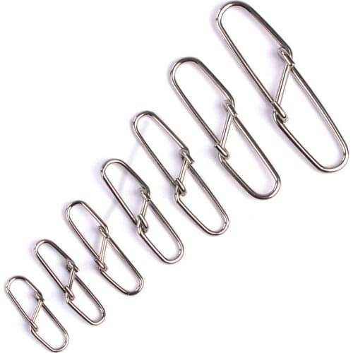 50/bag stainless steel quick lock buckle solid ring safe fast fishing tool connector Pesca hook fishing gear