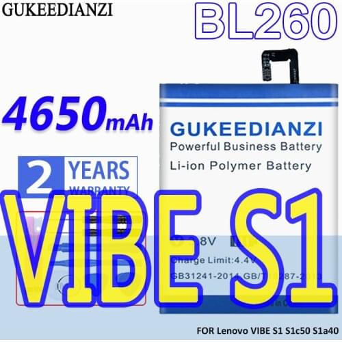 High Capacity GUKEEDIANZI Battery BL260 4650mAh FOR Lenovo VIBE S1 S1c50 S1a40