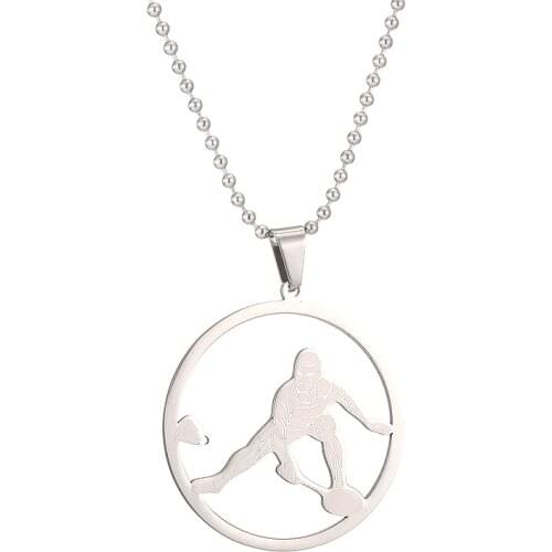 Amorui Bead Chain Badminton Necklace Women Men Stainless Steel Round Sports Fan Boy Girls Necklaces Trendy Jewelry Gift