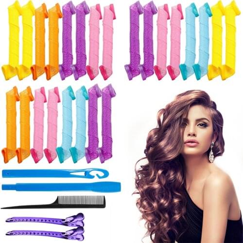 DIY magic hair rollers snail shape not waveform soft hair curlers 45/55/65cm Spiral Round Curls bendy hair rollers