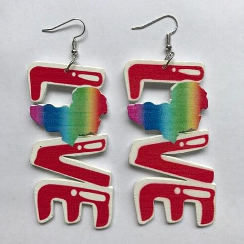 Wood Colorful Africa Map Live Letters Music Note Earring Jewel Earrings Hiphop Rock Pop Party Jewelry Wooden DIY Accessory