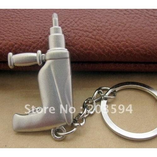 G33 Wholesale 20Pcs Drill Key Chain Key Ring Alloy Chain 49*24mm