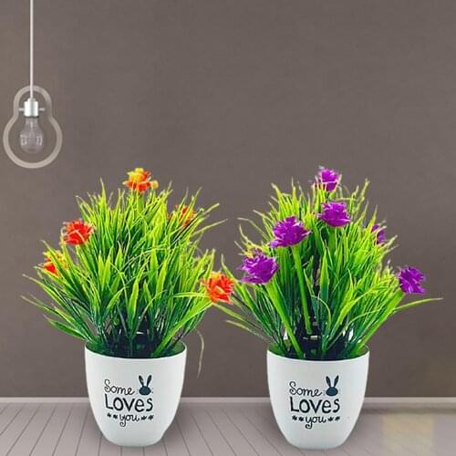 Artificial Bonsai Rose Flowers Plastic Party Simulation Imitation Potted Flower Plants Desktop Ornaments Windowsill Decoration