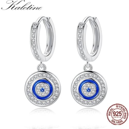 KALETINE Lucky Evil Eye Statement Earrings Women 925 Sterling SIlver Handmade Drop Earrings Crystal Dangle Earrings Fine Jewelry