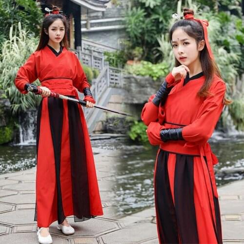 Chinese Ancient Hanfu Women Traditional Stage Dance Dress Lady Elegance Oriental Folk Costume Adult Swordsman Cosply Outfit 90