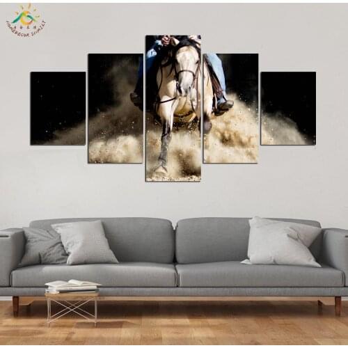 Cowboy on the Horse Wall Art HD Prints Canvas Art Painting Modular Picture And Poster Canvas Painting Decoration Home 5 PIECES