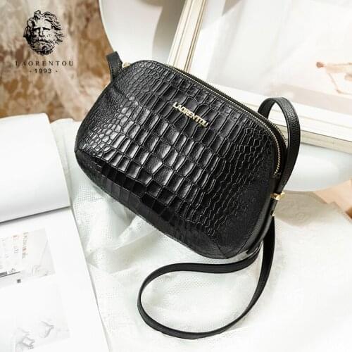 Laorentou Women Crossbody Bags Fashion Leather Bags Retro Alligator Shoulder Bag Purse Lady Tote Bag Valentines Day Gift