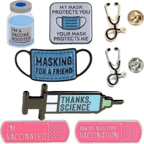 Medical Brooches Nurse Pins Enamel Colorful Stethoscope Buckle Vaccine Syringe Brooch Metal Badges Lapel Pin Fashion Jewelry