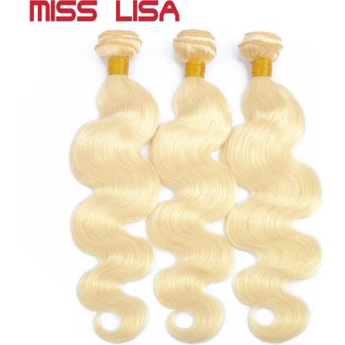 MISS LISA 28 30 Inch 613 Blonde Human Hair Bundles Body Wave Hair Bundles Brazilian Hair Weave Bundles Non Remy Hair Extensions