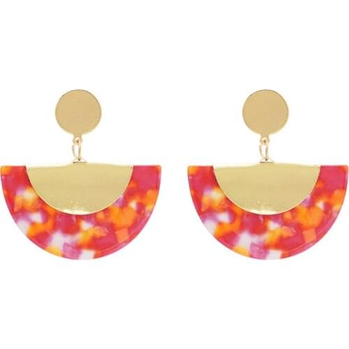 Trendy Geometric Fan Acrylic Drop Earrings for Women Acetic Acid Earring Bohemian Party Jewelry pendientes New Year Gift