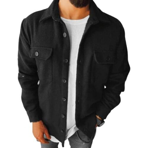 Long Sleeve Plaid Printed Shirt Coat All-matched Pocket Turn-down Collar Men Shirt Male Outerwear