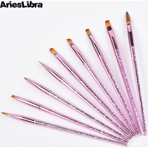 AriesLibra 9pcs/set Nail Art Brush Set Painting Gel Brush Acrylic Brushes for UV Nail Gel Polish Liner Manicure Drawing Nails