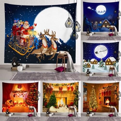 Wall Hanging Tapestry Gorgeous Christmas Tree Fireplace Stockings Gifts Tapestry for Bedroom Living Room Dorm
