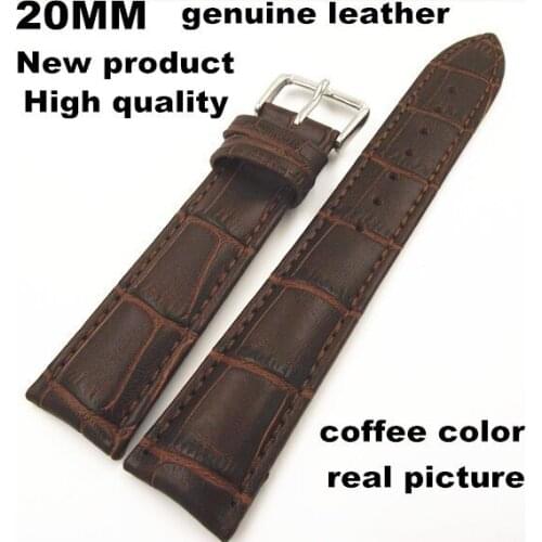 New arrived - 1PCS High quality 20MM genuine cow leather Watch band watch strap coffee color -08105