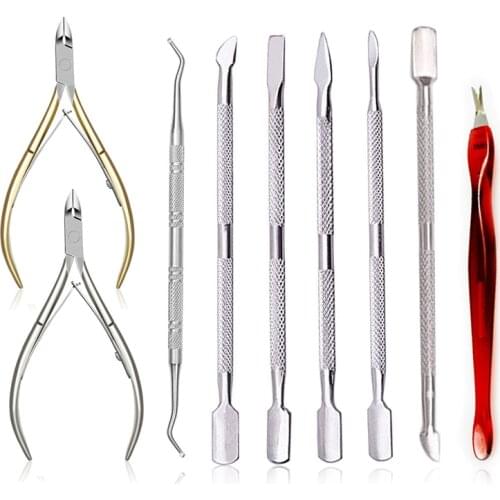 Stainless Steel Cuticle Pusher for Manicure Tools for Nail Remover Scissors Finger Care Nail Clipper Dead Skin Tools Gold Silver