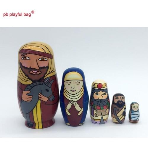 PB Playful bag Five layer horse Hugger Russian dolls wooden DIY toy set crafts Valentines Day creative novelty gift HG85