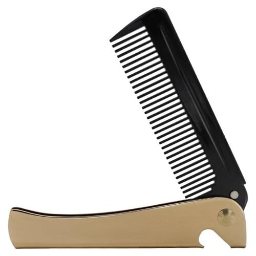 Professional Stainless Steel Foldable Comb Heat Resistant Pocket Comb Moustache Beard Hair Folding Hairdressing Comb
