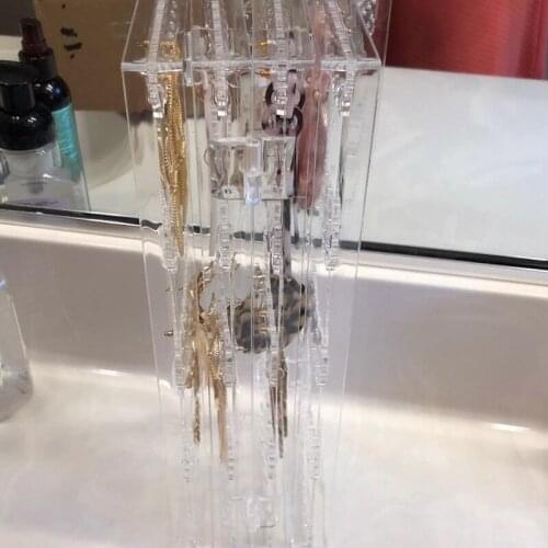 Transparent Acrylic Jewelry Storage Rack Earring Display Stand Suitable for Earrings and Necklaces to Prevent Dust B03B