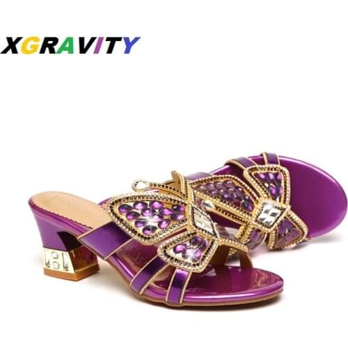 Size 34-41 New Summer Shoes Elegant Chunky High Heels Sexy Big Butterfly Rhinestone Women Sandals Evening Girl Shoes Party Shoes