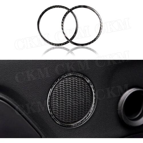 Carbon Fiber Car Door Interior Trim Frame Trim Speaker Decoration Rings Stiickers For Ford Mustang 2015 -2017