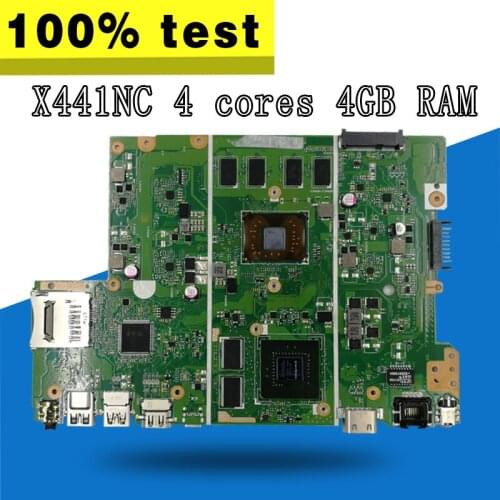 With 4GB RAM 4 cores X441NC Laptop motherboard For Asus X441N X441NC A441N Test original X441NC mainboard