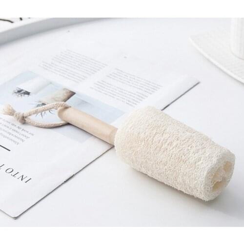Loofah Bath Brush Bath Cleaning Brush With Solid Wood Handle Decontamination And Descaling Loofah Kitchen Brush
