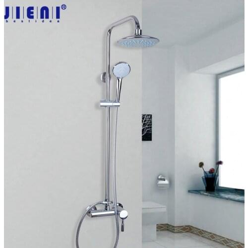 Solid Brass Chrome Bathroom Wall Mounted Shower Faucet 8 Inch Shower Head Water Saving Nozzle Aerator High Pressure Shower Set