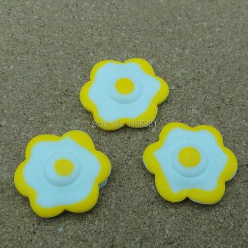Resin flat back poached egg biscuit 19mm Cabochons Hair Bow Center Card Frame Making Craft DIY B110-12