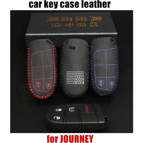 Only Red fashion goods wholesale price Genuine Leather Car Key Case fit for 13 DODGE JOURNEY leather cover sewing by hand