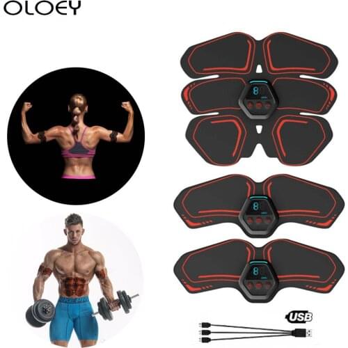 Abdominal Muscle Trainer EMS Fitness Equipment Training Muscle Exerciser Stimulator Belt Belly Arm Massage USB Charged Gym ABS