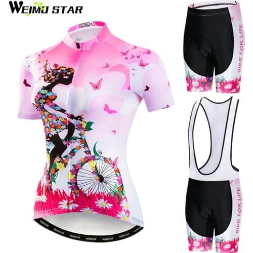 Weimostar Pink Cycling Set Women Summer Team Racing Sport mtb Bike Clothing Breathable Bicycle Clothes Mountain Cycling Wear