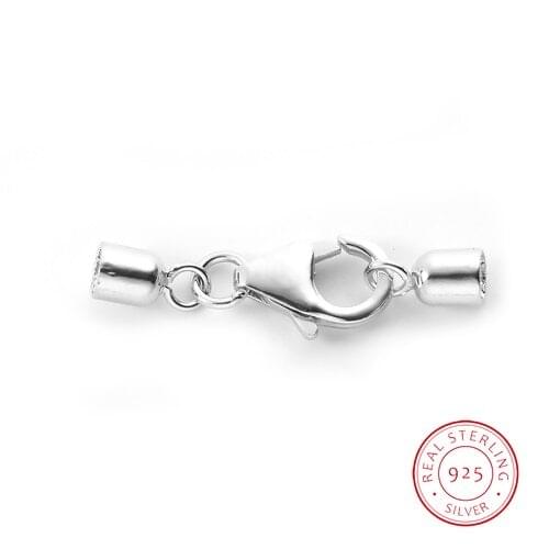 Doreen Box 925 Sterling Silver Cord End Caps Round Silver Findings (Fits 2.5mm Cord) 25mm(1") x 7mm( 2/8"), 1 Set