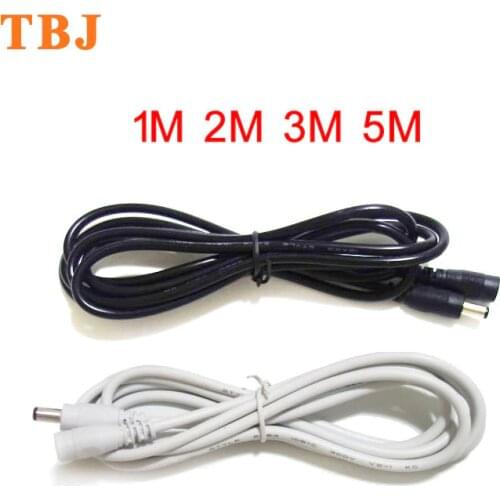 1M 2M 3M 5M 18AWG 22AWG Black White 5.5mmx2.1mm Female to Male DC power plug Adapter extension wire Cable