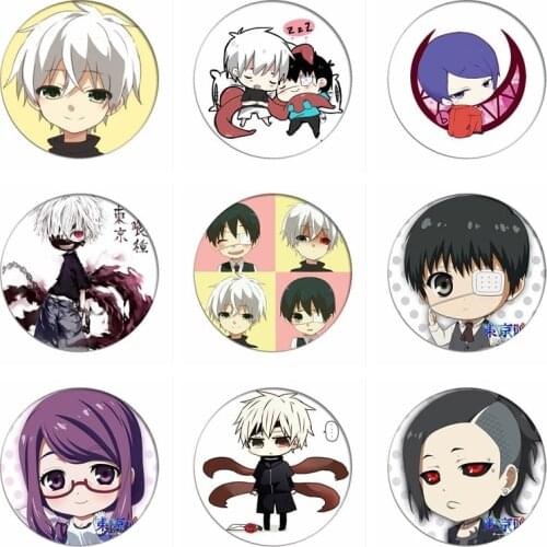 1pcs Tokyo Ghoul Cosplay Kaneki Ken Badge Kirishima Toka Brooch Pins Collections Q Version Badges for Backpacks Button Clothes