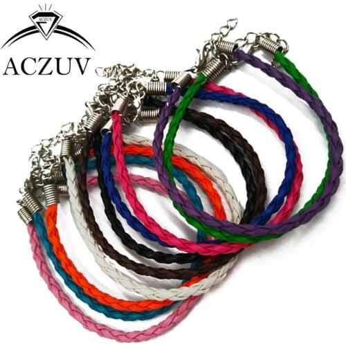 1000pcs Fashion Bracelets Braided Leather Cord Bracelet with Lobster Clasp Chain Extender LCB001