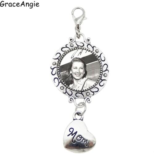 2set/pack Alloy Photo Cabochon Charm With Lobster + glass+letter dad mom Father Heart Jewelry Birthday Gift Keychain Necklace