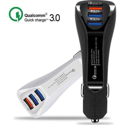 200pcs Car Charging Adapter Qc3.0 for Faux Leather for Rf Fast Charger Three Port Usb Driving Recorder Charging Adapter